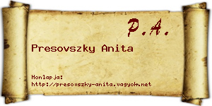 Presovszky Anita névjegykártya